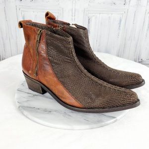Free People Leather/Snake Skin Ankle Pointy Boots